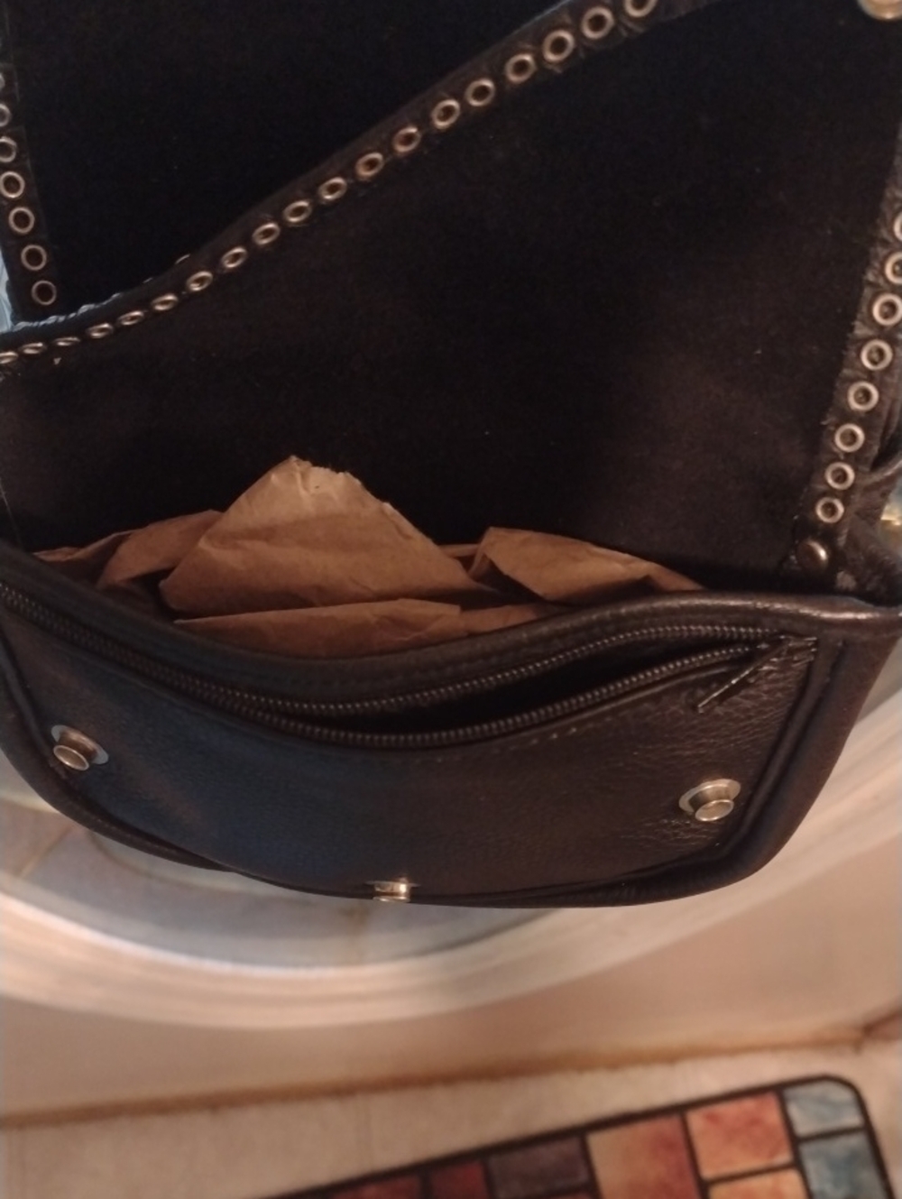 Studded Black Crossbody Bag with Star & Heart Accents - Picture 8 of 11